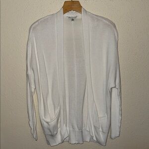 American Eagle Outfitters White Open-Front Pocket Cardigan